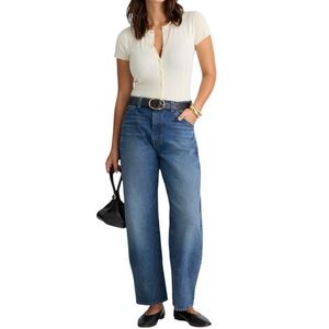 Madewell Cotton-Blend Pointelle Short-Sleeve Cardigan in Vintage Ivory